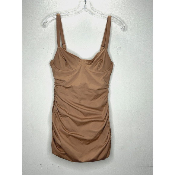 NWT Skims Sienna Tan Sculpting Ruched One Piece Bathing suit Swim Dress Small - Picture 5 of 12